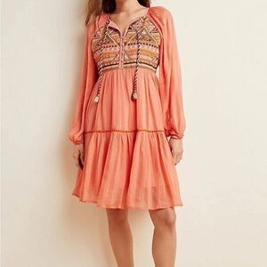 Anthropologie Bl^nk London Embroidered Dress Size Small